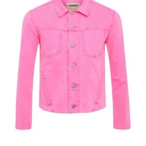 L'AGENCE Shocking Pink Raw Hem Jean Jacket